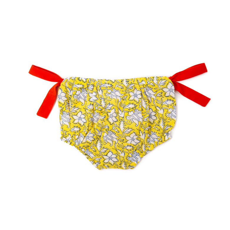 "KNOTTY"  in mustard floral and tomato bows - Thelmaandleah