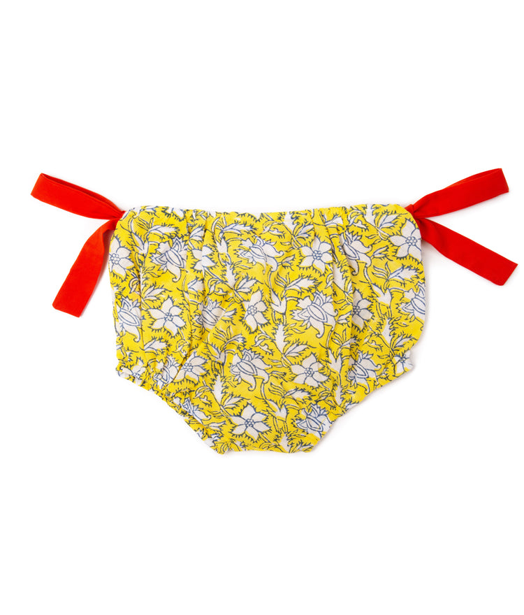 "KNOTTY"  in mustard floral and tomato bows - Thelmaandleah