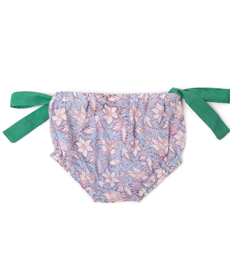 "KNOTTY" in duck blue floral and royal green bows - Thelmaandleah
